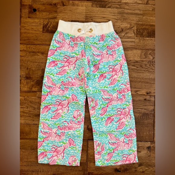 Lilly Pulitzer Other - Lilly Pulitzer Little Beach Pants Lobster Roll Spa Blue Linen Girls Size S 4 5 D